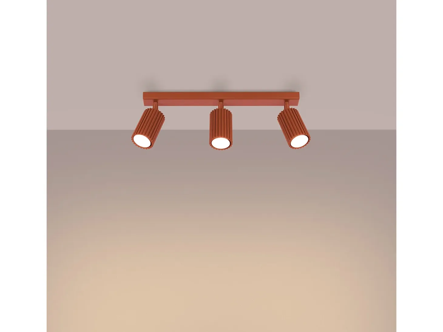 Lámpara de techo Gloow minimalista de aluminio - 3 fuentes luminosas 4000K - L.45 x A.16,5 cm - ocre rojo