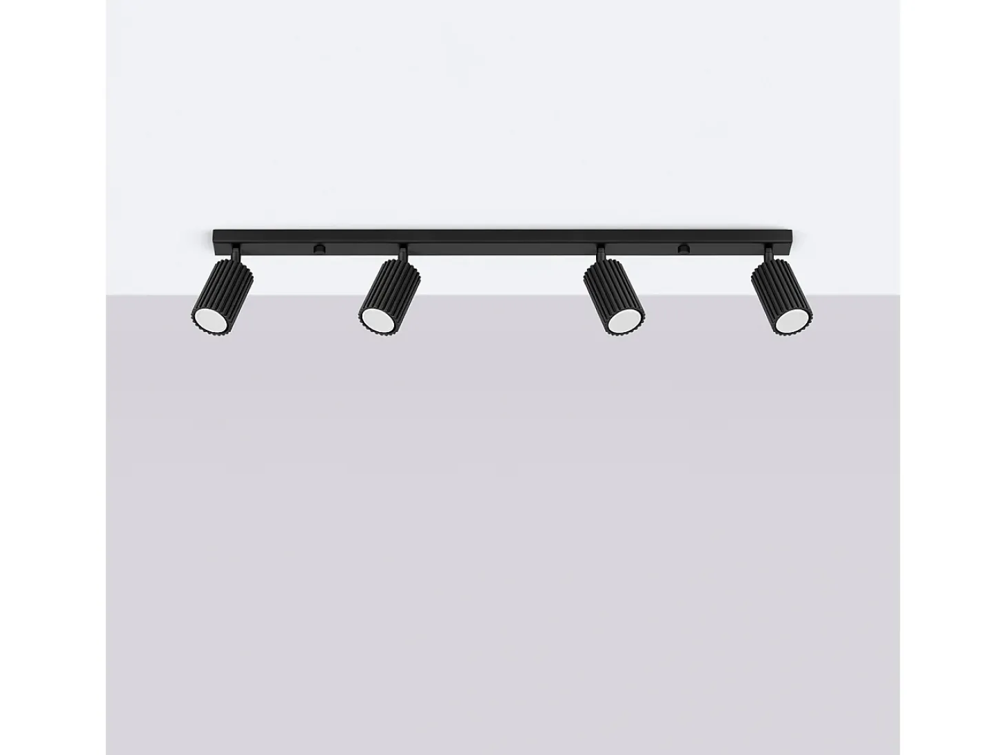 Lámpara de techo Gloow minimalista de aluminio - 4 fuentes luminosas 3000K - L.81 x A.16,5 cm - negro