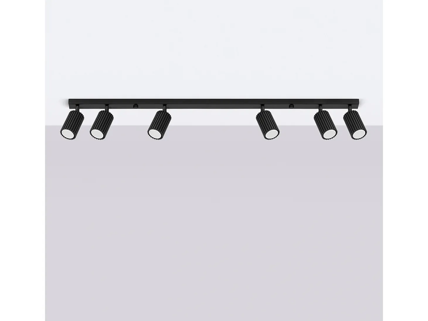 Lámpara de techo Gloow minimalista de aluminio - 6 fuentes luminosas 3000K - L.117 x A.16,5 cm - negro