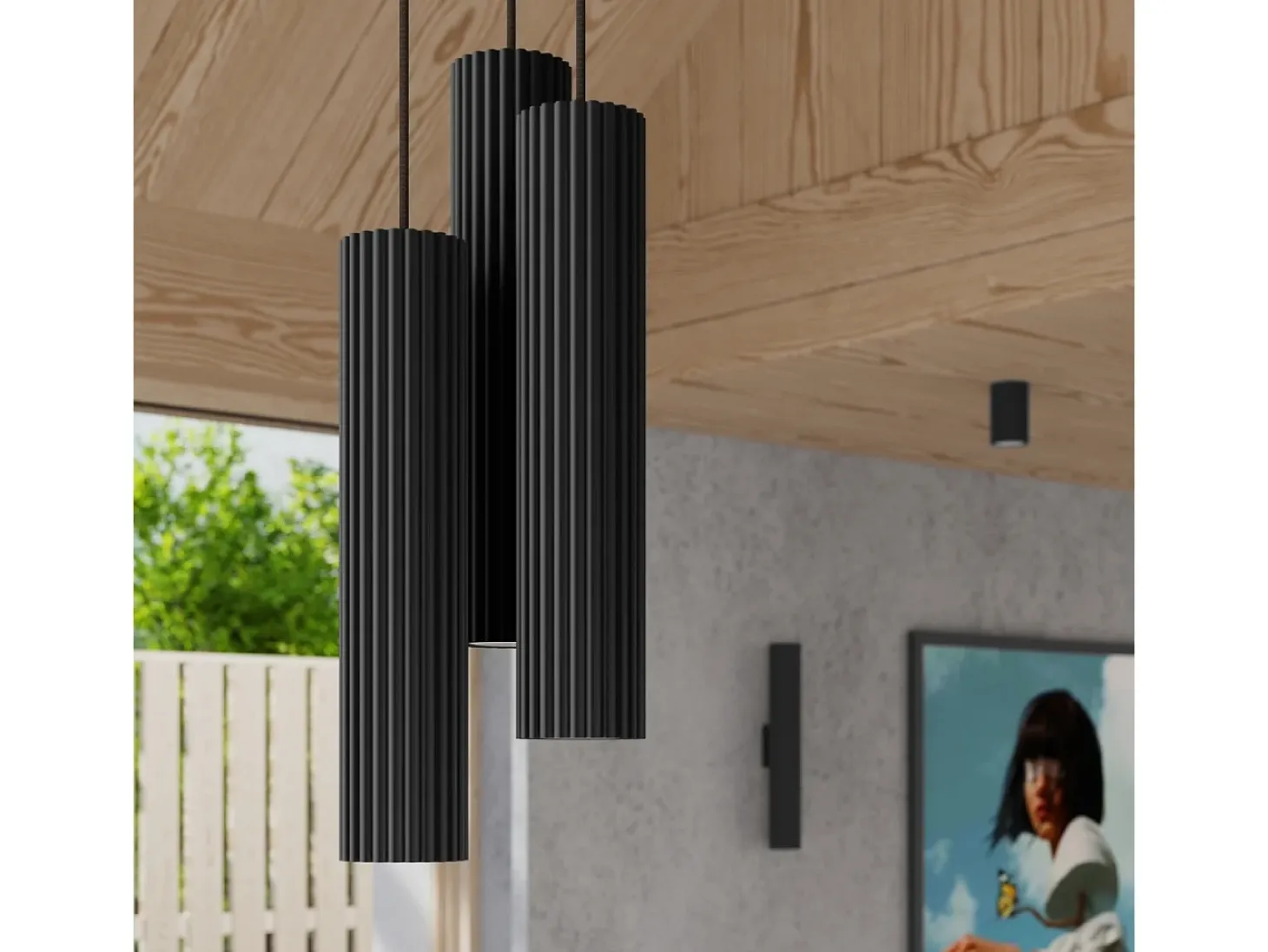Lámpara de techo Gloow minimalista de aluminio - 6 fuentes luminosas 3000K - L.117 x A.16,5 cm - negro