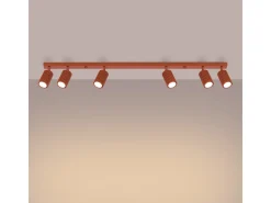 Lámpara de techo Gloow minimalista de aluminio - 6 fuentes luminosas 4000K - L.117 x A.16,5 cm - ocre rojo