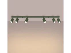 Lámpara de techo Gloow minimalista de aluminio - 6 fuentes luminosas 4000K - L.117 x A.16,5 cm - verde oliva
