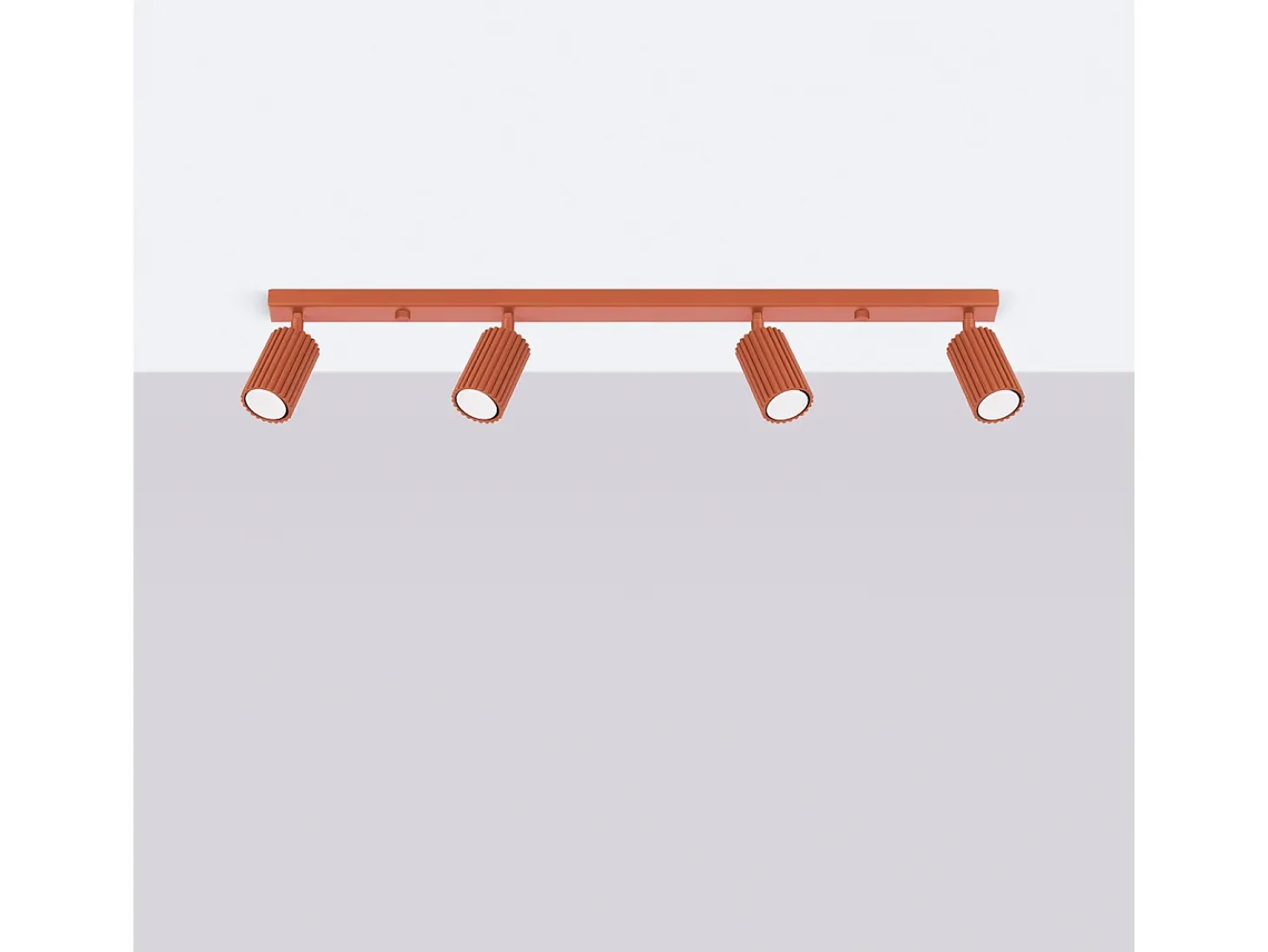 Lámpara de techo Gloow minimalista de aluminio - 4 fuentes luminosas 3000K - L.81 x A.16,5 cm - ocre rojo