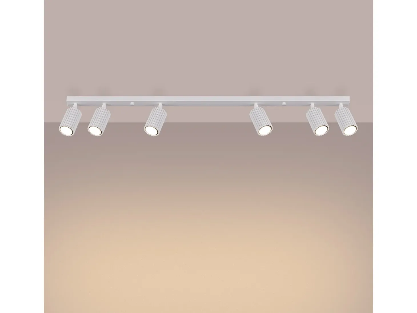 Lámpara de techo Gloow minimalista de aluminio - 6 fuentes luminosas 4000K - L.117 x A.16,5 cm - blanco