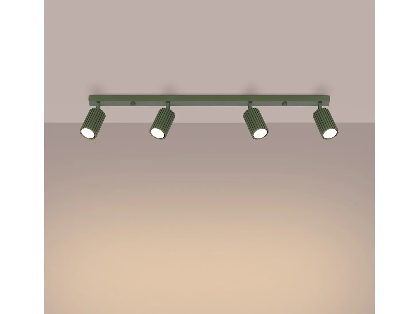 Lámpara de techo Gloow minimalista de aluminio - 4 fuentes luminosas 4000K - L.81 x A.16,5 cm - verde oliva