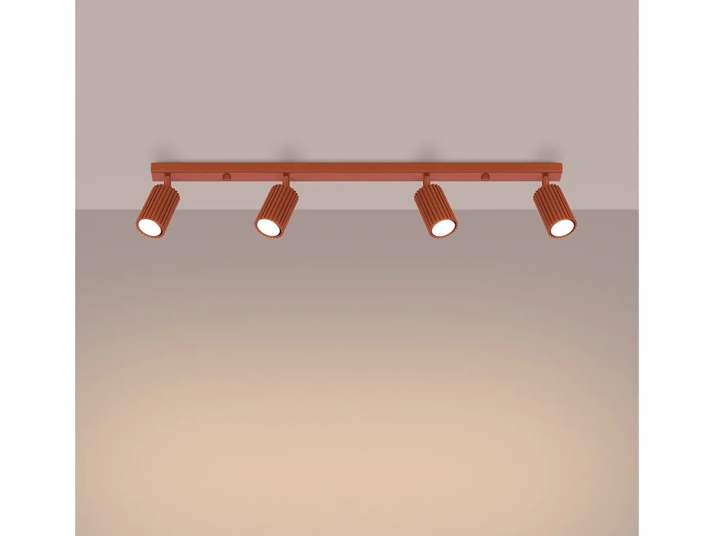 Lámpara de techo Gloow minimalista de aluminio - 4 fuentes luminosas 4000K - L.81 x A.16,5 cm - ocre rojo