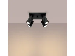 Lámpara de techo Gloow minimalista de aluminio - 4 fuentes luminosas 4000K - L.25 x A.16,5 cm - negro