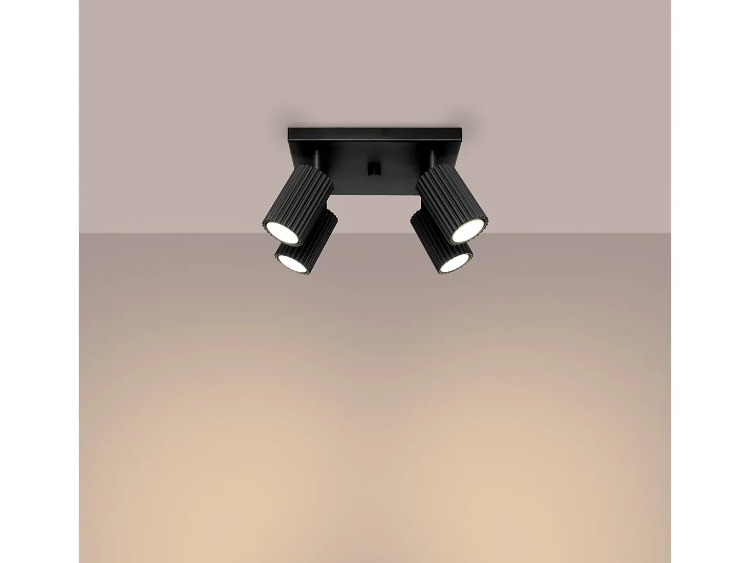 Lámpara de techo Gloow minimalista de aluminio - 4 fuentes luminosas 4000K - L.25 x A.16,5 cm - negro