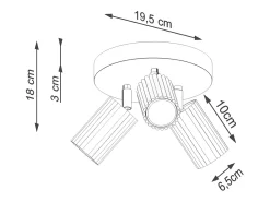 Lámpara de techo Gloow minimalista de aluminio - 3 fuentes luminosas 4000K - L.19,5 x A.18 cm - blanco