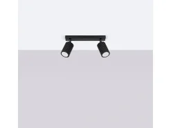 Lámpara de techo Gloow minimalista de aluminio - 2 fuentes luminosas 3000K - L.30 x A.16,5 cm - negro