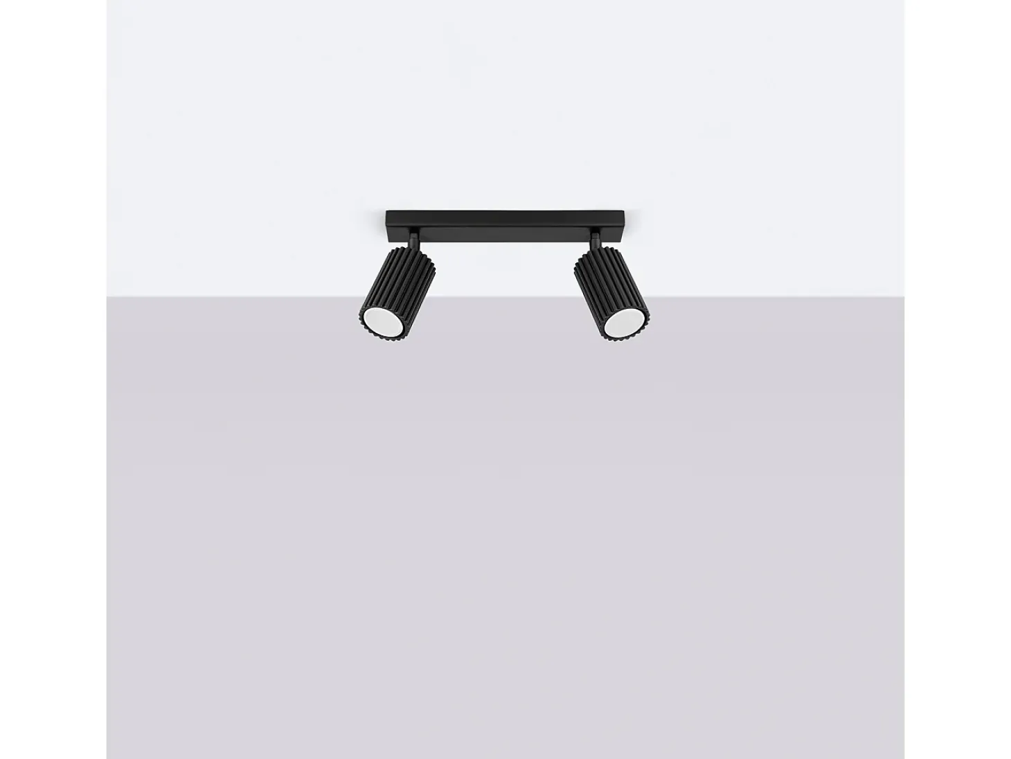 Lámpara de techo Gloow minimalista de aluminio - 2 fuentes luminosas 3000K - L.30 x A.16,5 cm - negro