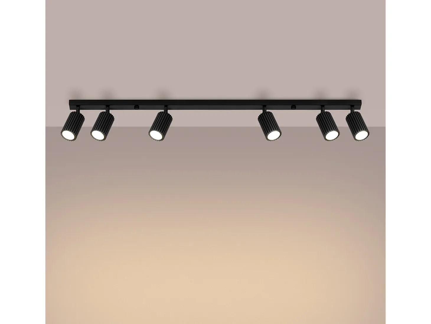 Lámpara de techo Gloow minimalista de aluminio - 6 fuentes luminosas 4000K - L.117 x A.16,5 cm - negro