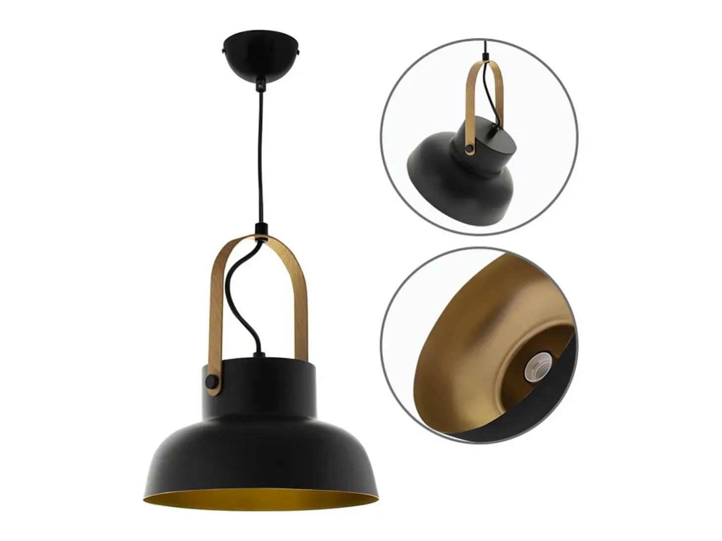Lámpara de techo Guimar Lumit 40W altura regulable negro/oro Ø23 cm