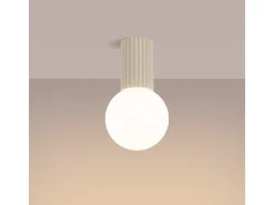 Lámpara De Techo Halo Moderno De Aluminio/Vidrio - 1 Fuentes Luminosas - L.12 X A.21 Cm - Beige
