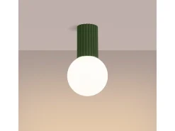 Lámpara De Techo Halo Moderno De Aluminio/Vidrio - 1 Fuentes Luminosas - L.12 X A.21 Cm - Verde Oliva