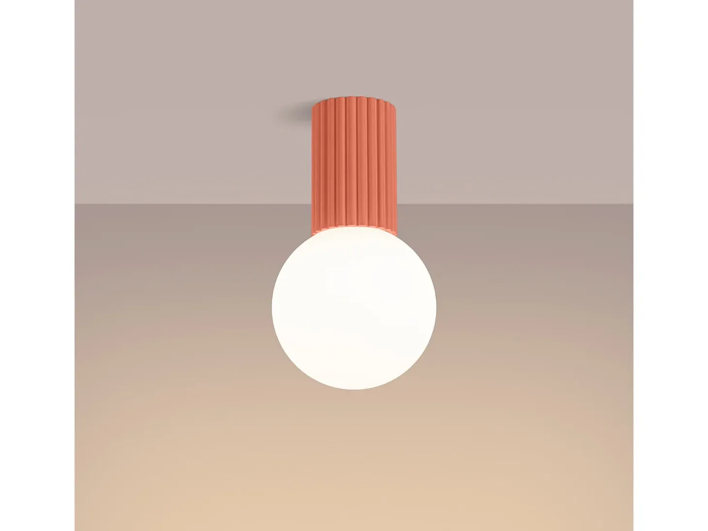 Lámpara De Techo Halo Moderno De Aluminio/Vidrio - 1 Fuentes Luminosas - L.12 X A.21 Cm - Durazno