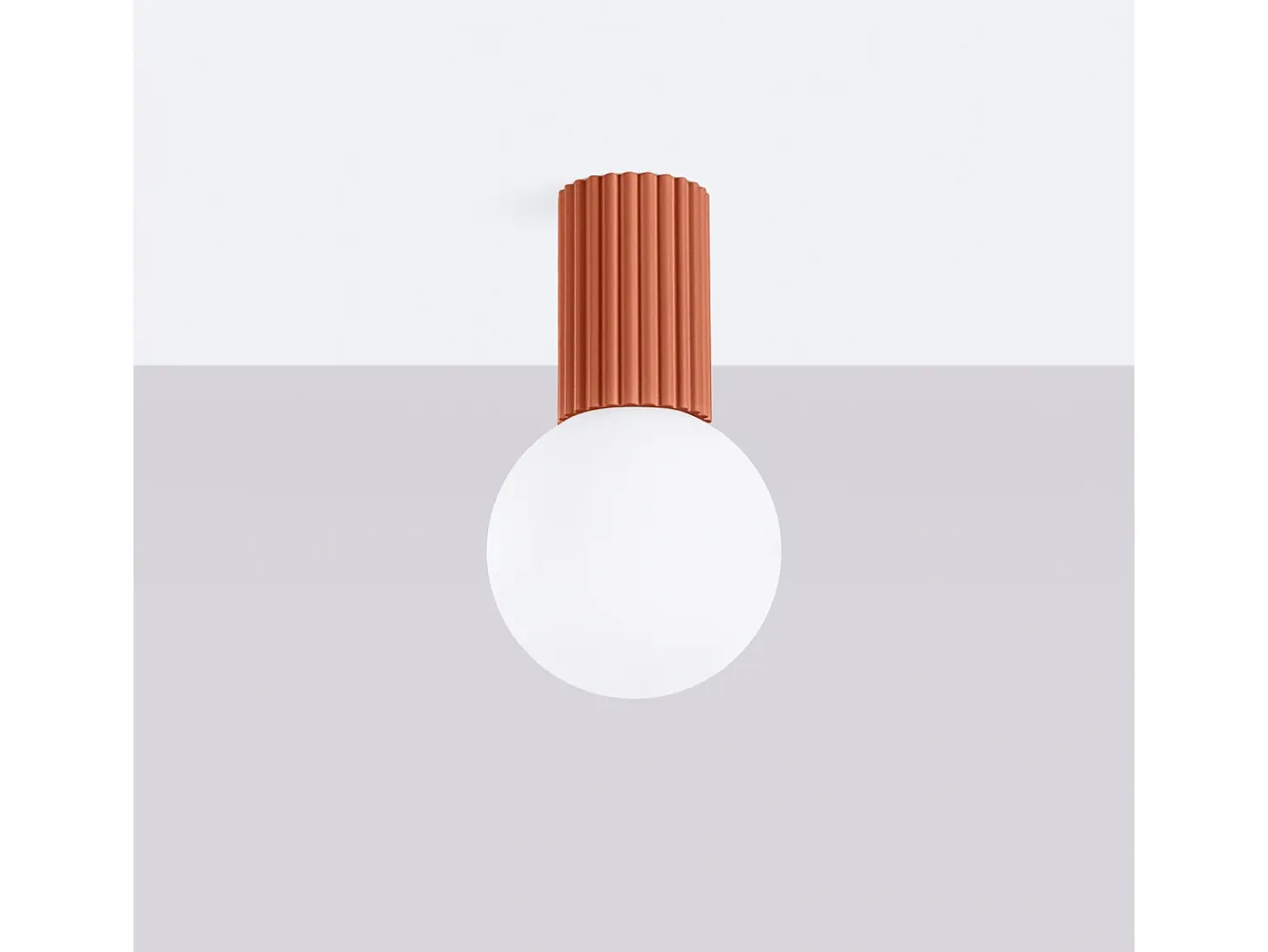 Lámpara De Techo Halo Moderno De Aluminio/Vidrio - 1 Fuentes Luminosas - L.12 X A.21 Cm - Ocre Rojo