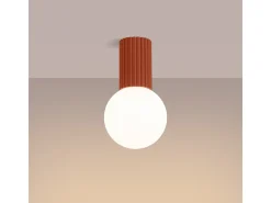 Lámpara De Techo Halo Moderno De Aluminio/Vidrio - 1 Fuentes Luminosas - L.12 X A.21 Cm - Ocre Rojo