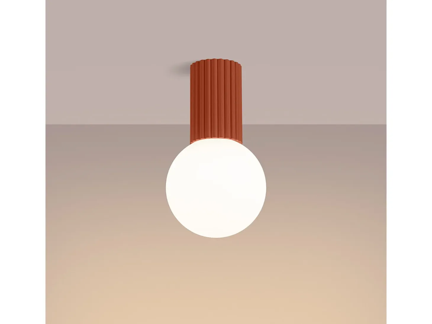 Lámpara De Techo Halo Moderno De Aluminio/Vidrio - 1 Fuentes Luminosas - L.12 X A.21 Cm - Ocre Rojo