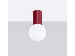 Lámpara De Techo Halo Moderno De Aluminio/Vidrio - 1 Fuentes Luminosas - L.12 X A.21 Cm - Borgoña