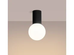 Lámpara De Techo Halo Moderno De Aluminio/Vidrio - 1 Fuentes Luminosas - L.12 X A.21 Cm - Negro