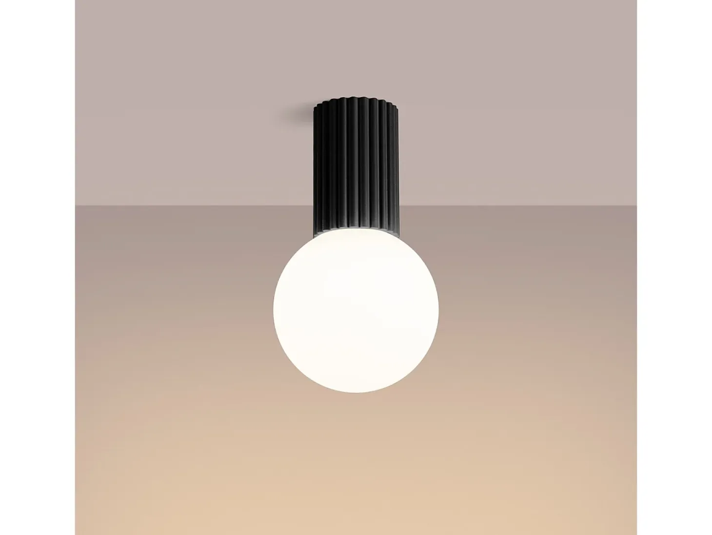Lámpara De Techo Halo Moderno De Aluminio/Vidrio - 1 Fuentes Luminosas - L.12 X A.21 Cm - Negro