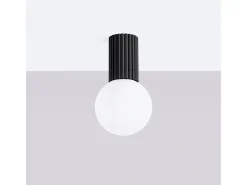 Lámpara De Techo Halo Moderno De Aluminio/Vidrio - 1 Fuentes Luminosas - L.12 X A.21 Cm - Negro
