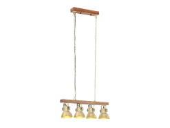Lámpara de techo industrial madera de mango latón E27 ES222470