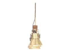 Lámpara de techo industrial madera de mango latón E27 ES222470