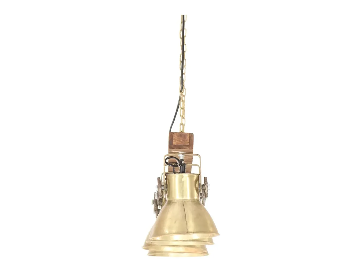 Lámpara de techo industrial madera de mango latón E27 ES222470