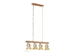 Lámpara de techo industrial madera de mango latón E27 ES222470