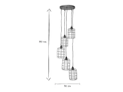 Lámpara de techo industrial de metal gris LOFT con 5 lámparas multinivel