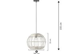 Lámpara de techo Kaede de ratán natural, diámetro 39 cm