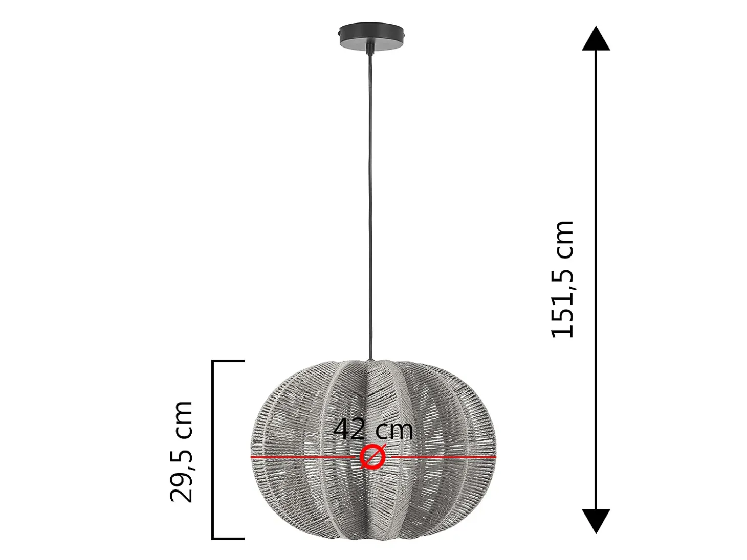 Lámpara de techo Kairi de papel trenzado, diámetro 42 cm