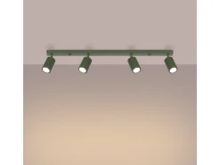 Lámpara De Techo Karbon Minimalista De Aluminio - 4 Fuentes Luminosas - L.81 X A.16,5 Cm - Verde Oliva
