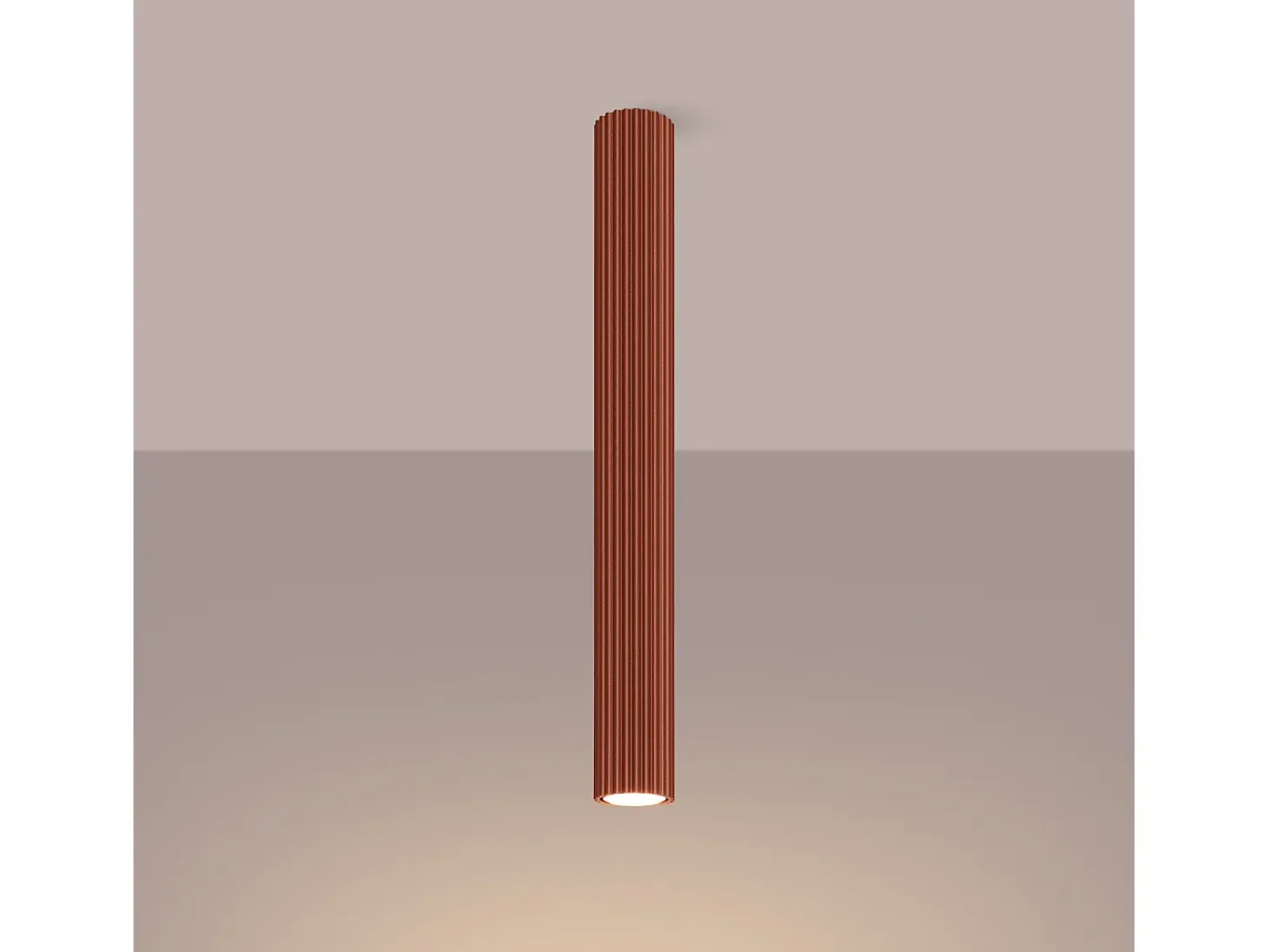 Lámpara De Techo Karbon Minimalista De Aluminio - 1 Fuentes Luminosas - L.6,5 X A.60 Cm - Ocre Rojo