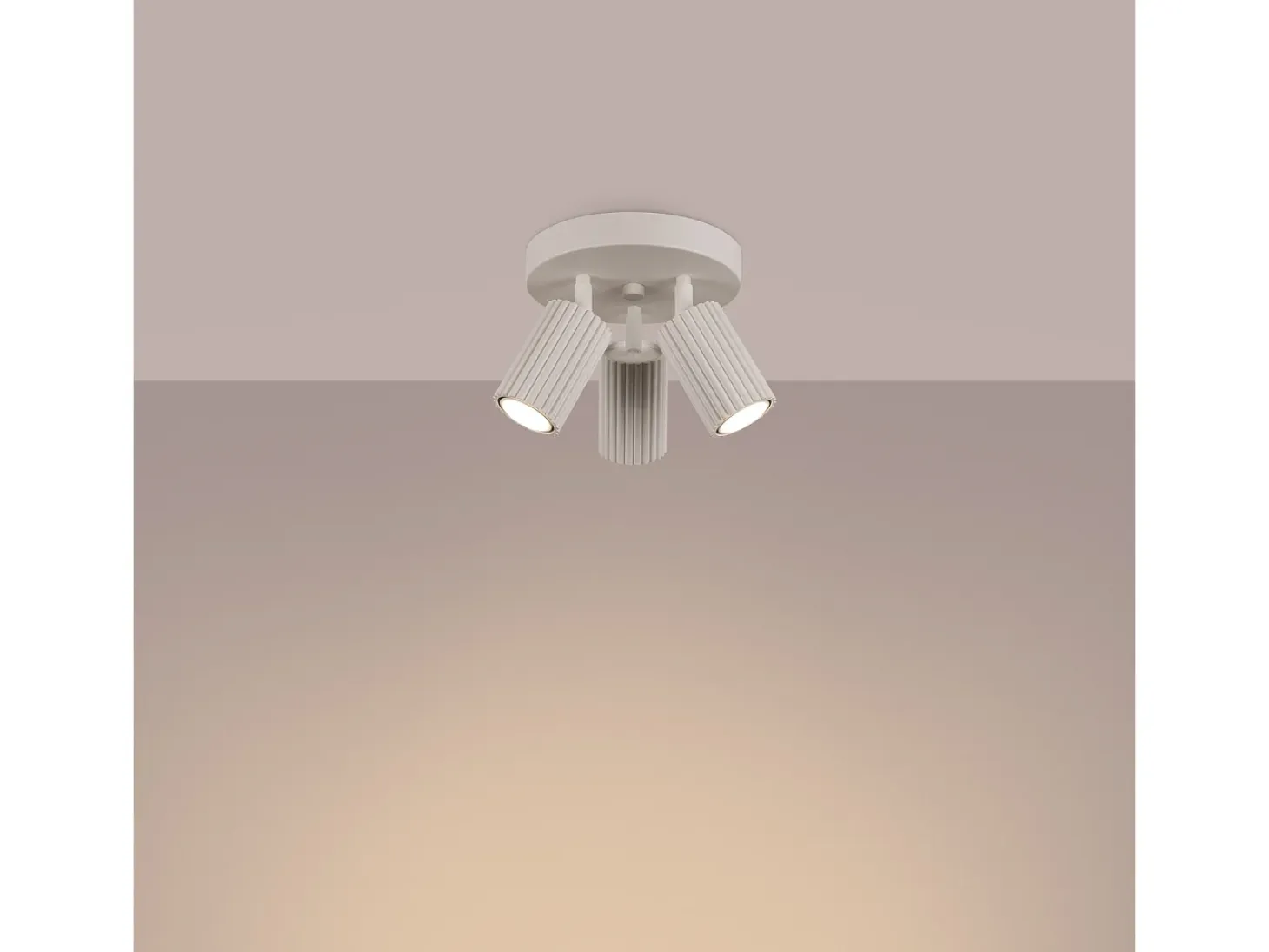 Lámpara De Techo Karbon Minimalista De Aluminio - 3 Fuentes Luminosas - L.19,5 X A.18 Cm - Beige