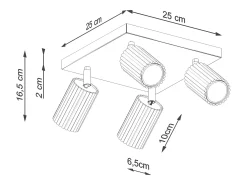 Lámpara De Techo Karbon Minimalista De Aluminio - 4 Fuentes Luminosas - L.25 X A.16,5 Cm - Gris Pardo