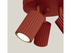 Lámpara De Techo Karbon Minimalista De Aluminio - 3 Fuentes Luminosas - L.19,5 X A.18 Cm - Ocre Rojo