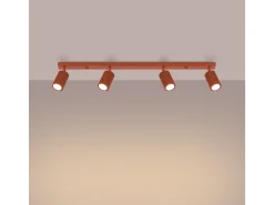 Lámpara De Techo Karbon Minimalista De Aluminio - 4 Fuentes Luminosas - L.81 X A.16,5 Cm - Ocre Rojo