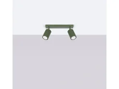 Lámpara De Techo Karbon Minimalista De Aluminio - 2 Fuentes Luminosas - L.30 X A.16,5 Cm - Verde Oliva