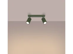 Lámpara De Techo Karbon Minimalista De Aluminio - 2 Fuentes Luminosas - L.30 X A.16,5 Cm - Verde Oliva