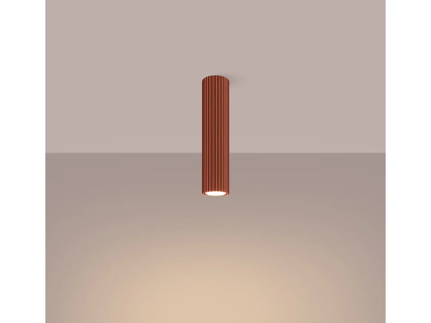 Lámpara De Techo Karbon Minimalista De Aluminio - 1 Fuentes Luminosas - L.6,5 X A.30 Cm - Ocre Rojo