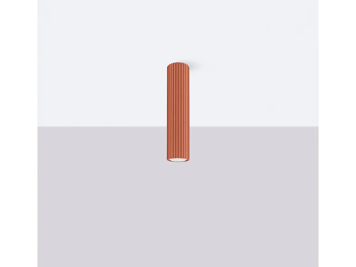 Lámpara De Techo Karbon Minimalista De Aluminio - 1 Fuentes Luminosas - L.6,5 X A.30 Cm - Ocre Rojo