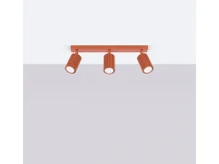 Lámpara De Techo Karbon Minimalista De Aluminio - 3 Fuentes Luminosas - L.45 X A.16,5 Cm - Ocre Rojo