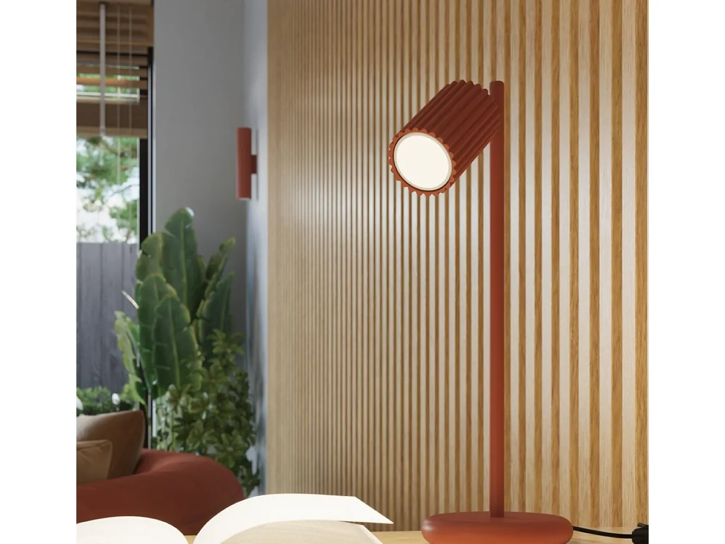 Lámpara De Techo Karbon Minimalista De Aluminio - 3 Fuentes Luminosas - L.45 X A.16,5 Cm - Ocre Rojo