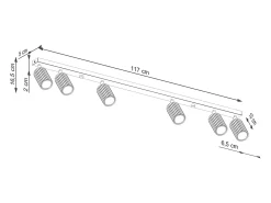 Lámpara De Techo Karbon Minimalista De Aluminio - 6 Fuentes Luminosas - L.117 X A.16,5 Cm - Gris Pardo