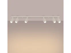 Lámpara De Techo Karbon Minimalista De Aluminio - 6 Fuentes Luminosas - L.117 X A.16,5 Cm - Beige