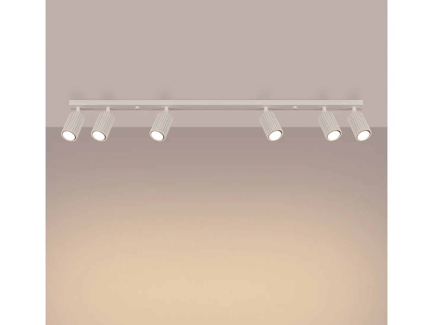Lámpara De Techo Karbon Minimalista De Aluminio - 6 Fuentes Luminosas - L.117 X A.16,5 Cm - Beige