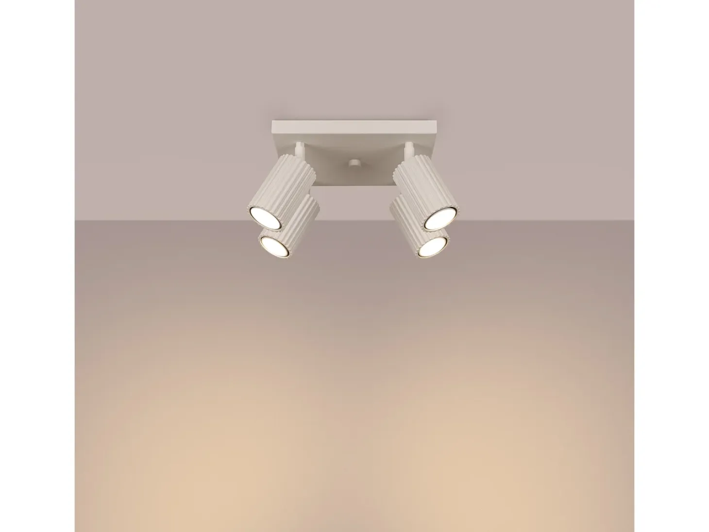 Lámpara De Techo Karbon Minimalista De Aluminio - 4 Fuentes Luminosas - L.25 X A.16,5 Cm - Beige